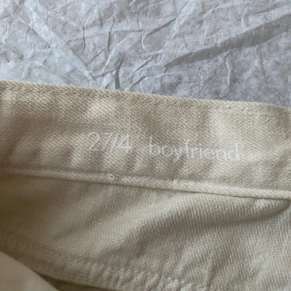 Ann Taylor Loft 27/4 Boyfriend White 100% Cotton Distressed Jeans